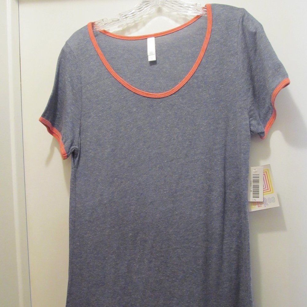 LuLaRoe Classic T Top Denim Blue & Coral ~ Size Medium